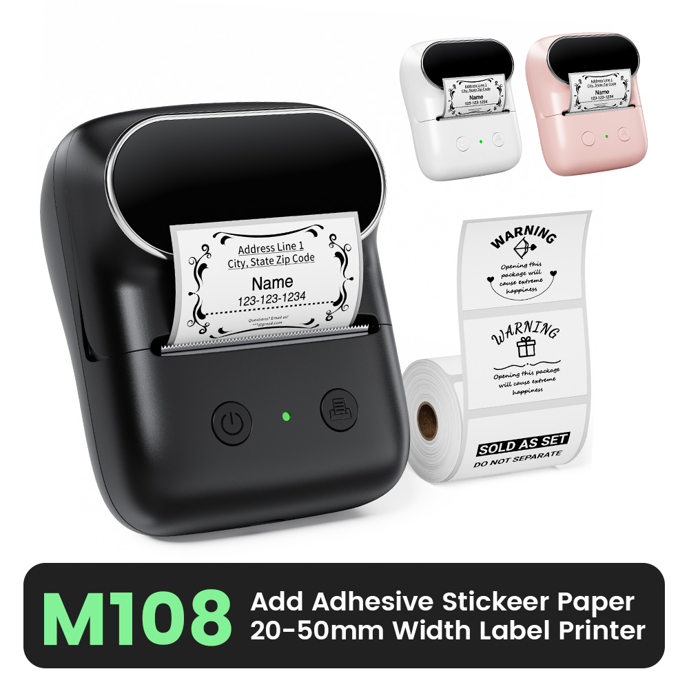 Sticker Label Template - M108 ワイヤレス Bluetooth ラベル プリンター、200 以上のテンプレートとフォントを備えたサーマル