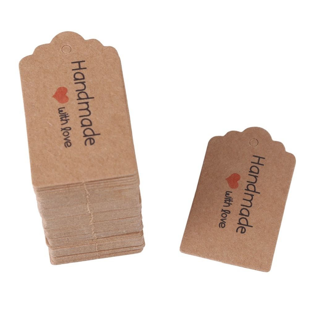 100 個手作りクラフト紙ハングタグブラウンカラー 5 ×  - Kraft Hang Tag のレビューと価格