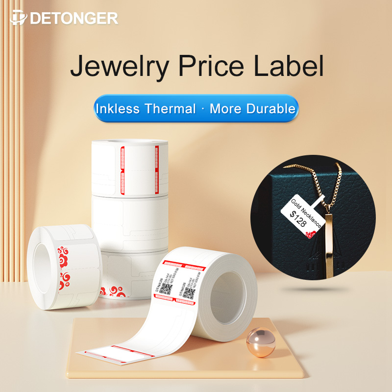 DETONGER サーマルジュエリーラベル紙 5 ロール防水 - Sticker Label Template のレビューと価格